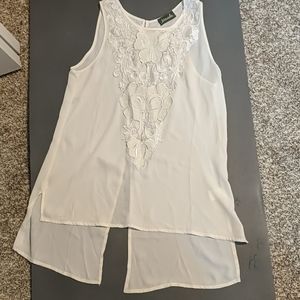 Cream tank/blouse with back button closure